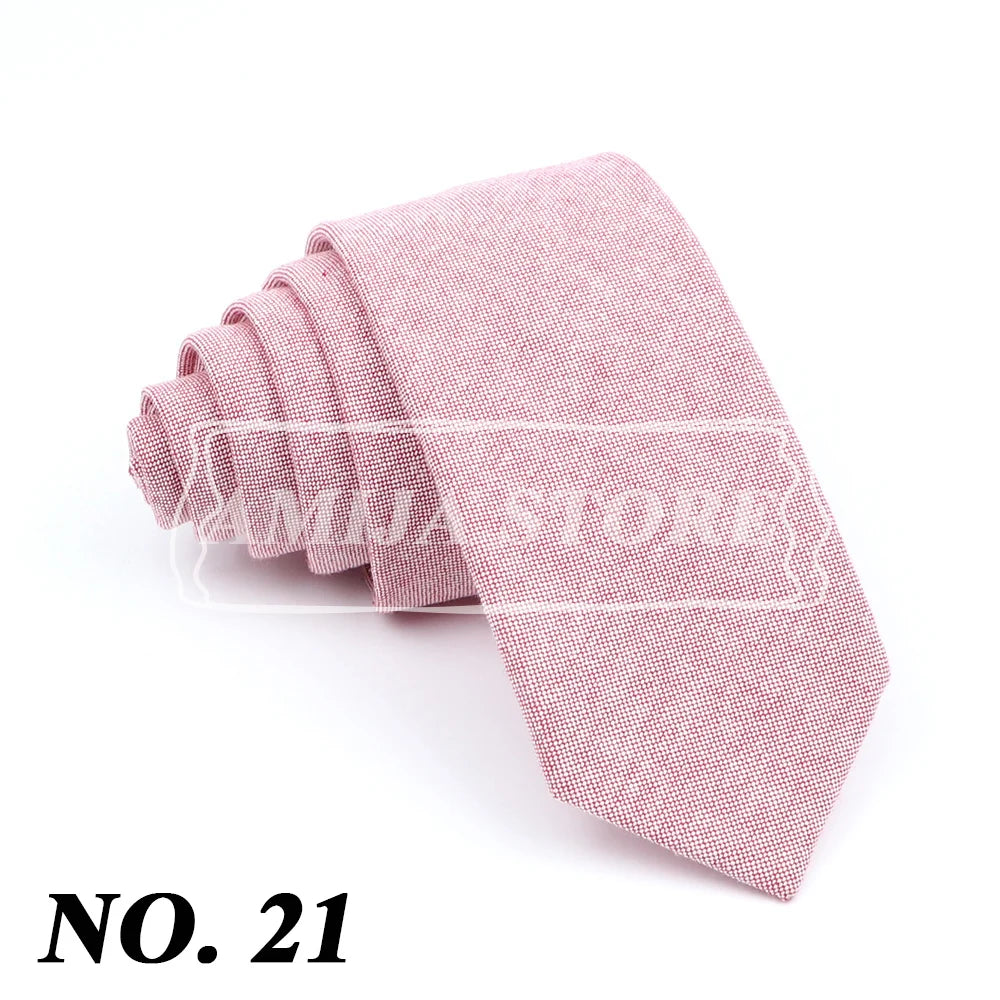 Wed Cotton Tie Solid Color Necktie For Man Woman Blue Pink Yellow Skinny Slim Ties Fashion Wedding Party Gifts Men Accessories