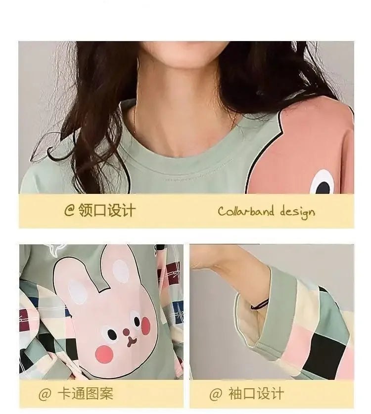 Women's pajamas spring and autumn long-sleeved autumn and winter home clothes plus size simple loose suit outerwear