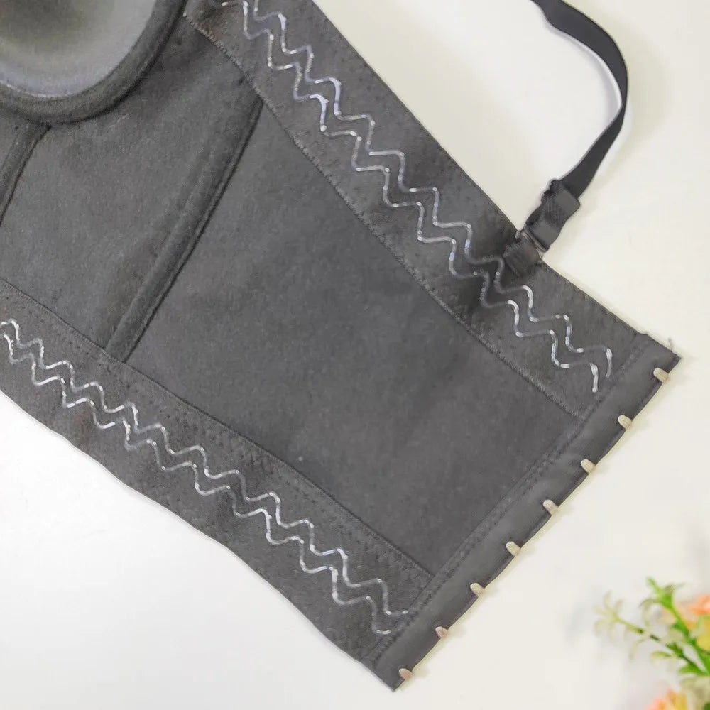 SXTHAENOO New Women Black PU Leather Corset Top Crop Bustier Bra Push Up Bodice Sexy Lingerie With Chest Pad Party Short Clothes