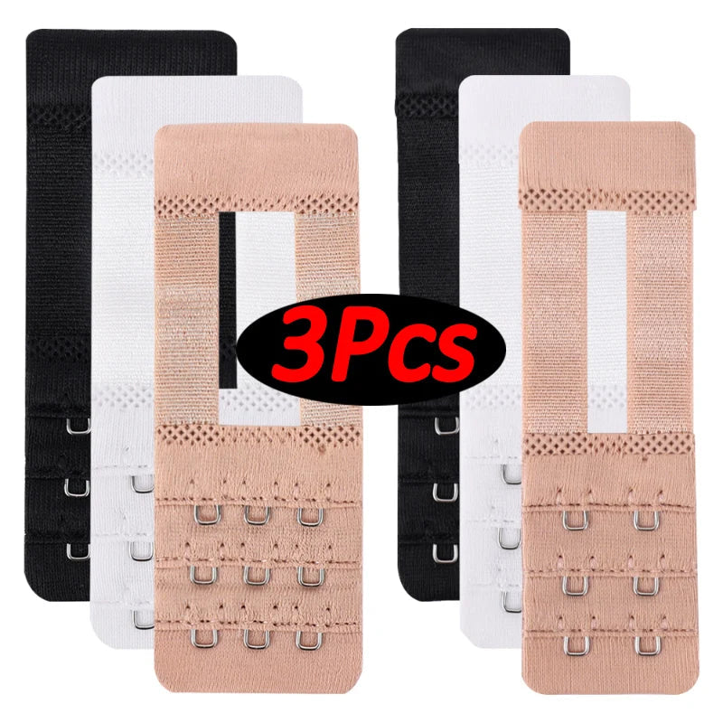 3Pcs Bra Extension Strap Extenders for Women Adjustable Belt Buckle Elastic 3 Row Hook Lengthen Expander Intimate Accessories Viralgem Store