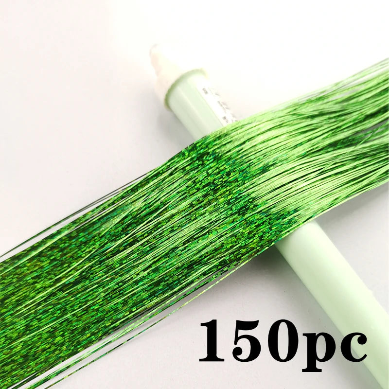 Synthetic Extensions Hair Dazzling Female Hippies With Tinsel Rainbow Silk For Braided Headwear Length 120 Cm 150 Strands/Pack Viralgem Store