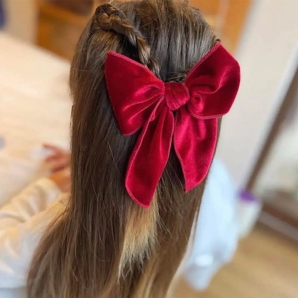 4Pcs Velvet Fable Bow Hair Clips Baby Girls Women Large Sailor Head Bows Accessories Hair Grips for Kids Christmas Hair Bow Viralgem Store