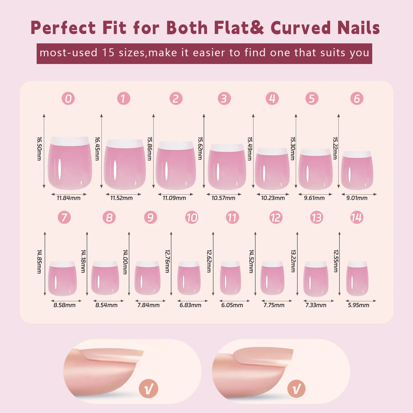 150pcs/box French Pink Short Detachable Finished Fingernails Ballet Wearable False Nails Press On Nails Tips Full Cover DIY