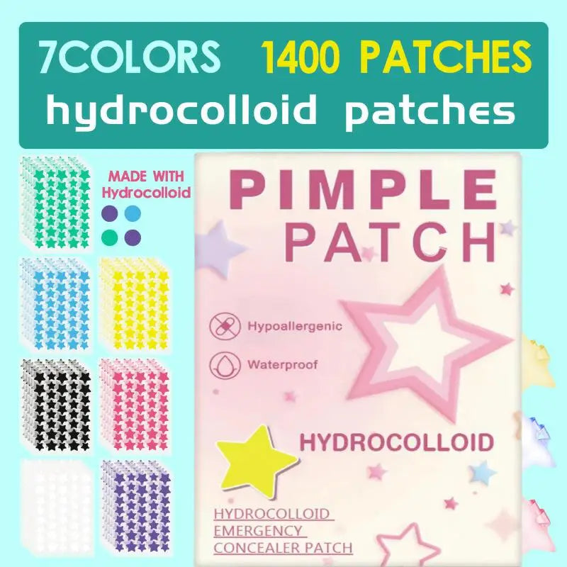 1400PCS New High-end Pimple Patch Acne Patches Set Colorful Star Shaped Acne Treatment Stickers Acne Dots Cover  For Skin Care Viralgem Store