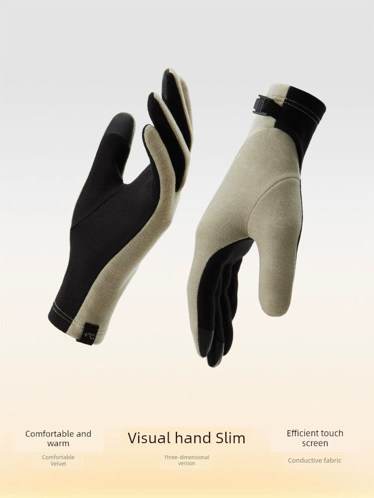[Same Style as Zhou Dongyu] Banana Inner Hot Leather 301 + Gloves Touch Screen Cycling Skiing Outdoor Keep Warm Men and Women Winter Viralgem Store