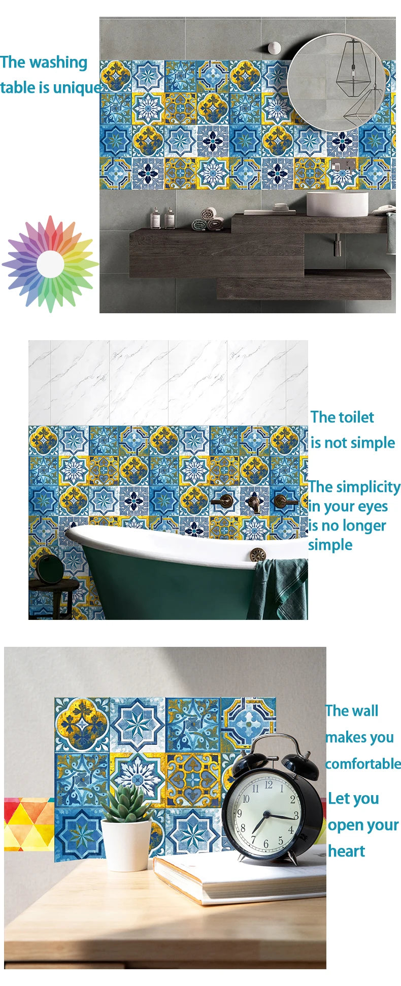 16pcs/set Black & White Tiles Sticker Kitchen Backsplash Wardrobe Bathroom Waterproof Peel & Stick Bright Film Art Wall Decals