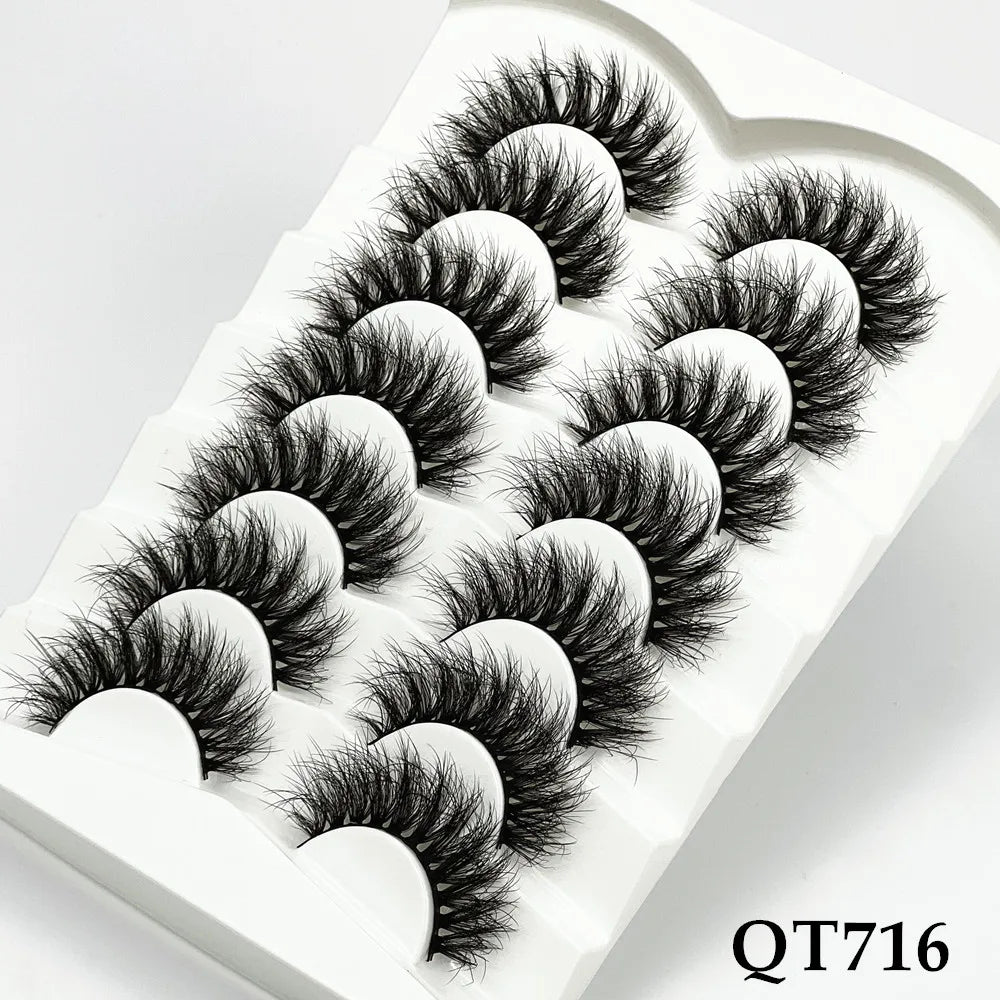 5/7/8 pairs 3D mink Lashes ,soft fluffy natural false eyelashes，individual eyelash extension, makeup tools lashes wholesale
