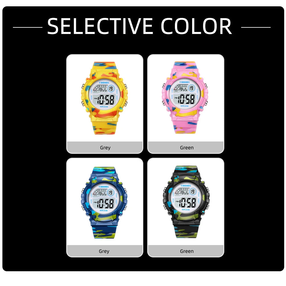 2023 New Boys Sports Military Kids Digital Watches Student Childrens Watch Fashion Luminous LED Alarm Camouflage Girls Clock Viralgem Store