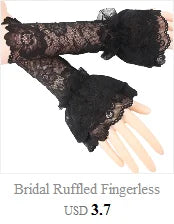 Steampunk Lolita Hand Sleeve Wrist Cuffs Ruffled Floral Lace Elastic Bracelet XX9D Viralgem Store