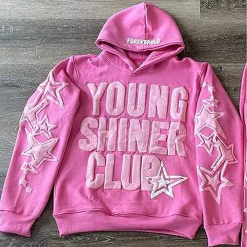 Y2K Streetwear Hoodie Sweatshirt Funny Star Letter Graphic Hoodie Harajuku Anime Hooded Pullover Hip Hop Hipster Suit Women Men