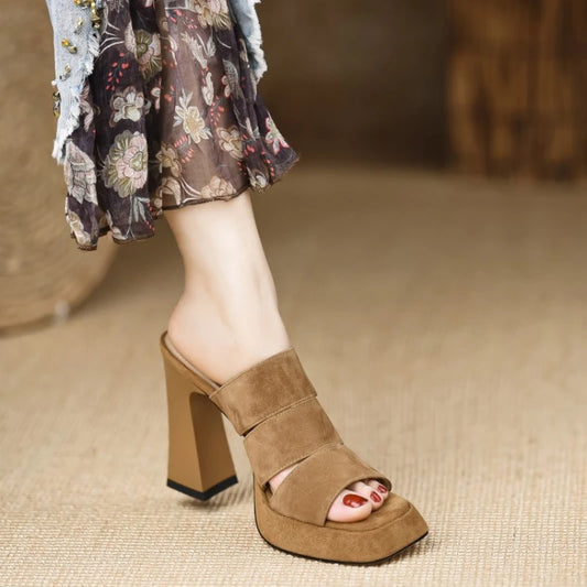 Women  High Heels Sandals Summer New Black Hook Heels Party Shoes Woman Fashion Buckle Strap Platform Sandals