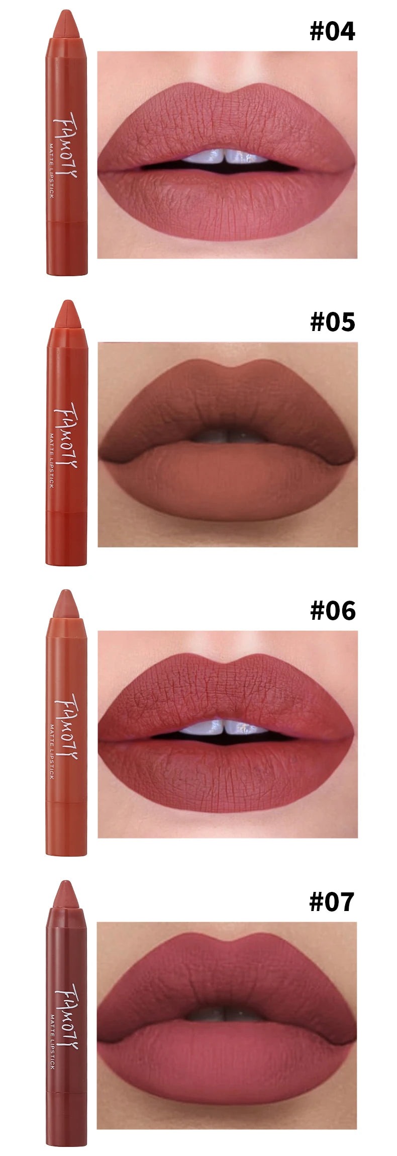 12 Colors Matte Lipstick Pen Waterproof Velvet Nude Lipstick Pencil Sexy Red Brown Pigments Lips Makeup Long Lasting Lip Tint