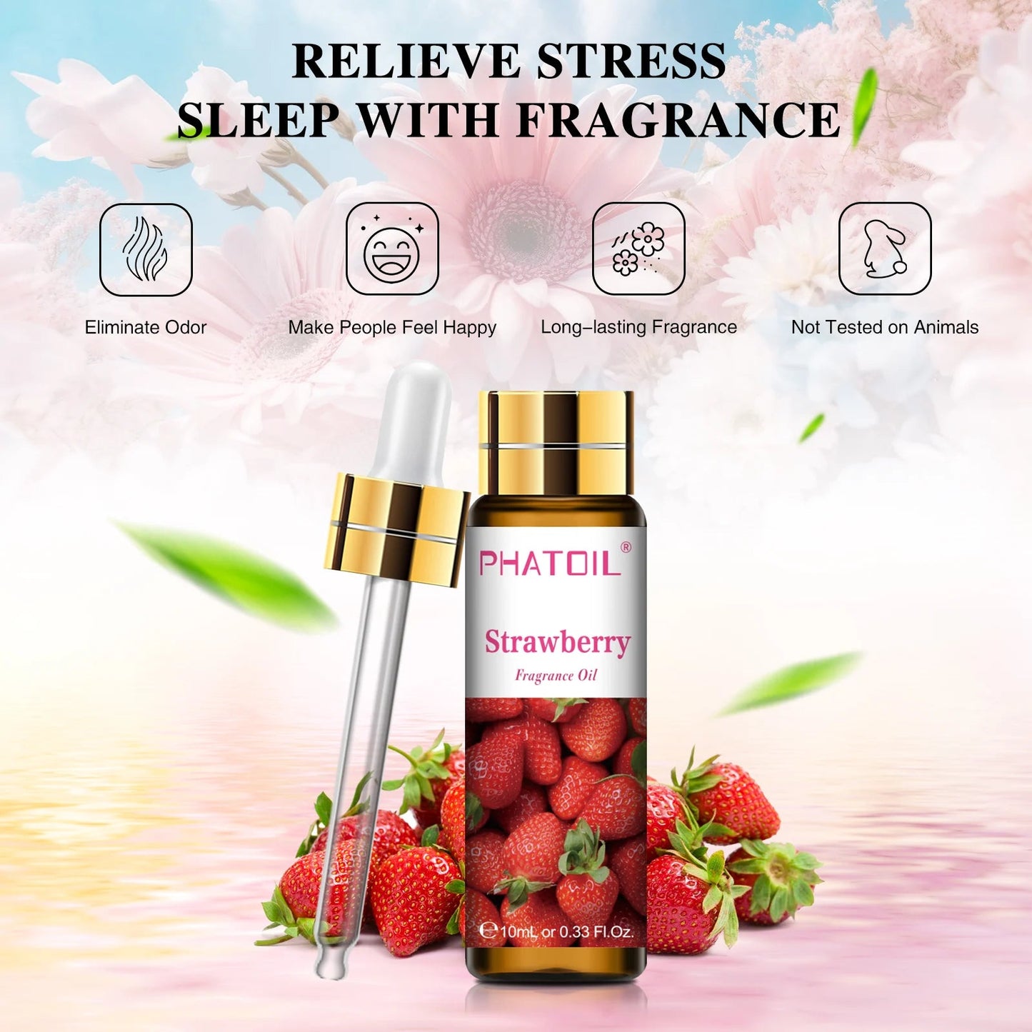 10ml Strawberry Fruit Fragrance Oils Diffuser Soap Candle Perfume with Dropper Apple Cherry Mango Lemon Pineapple Banana Coconut Viralgem Store