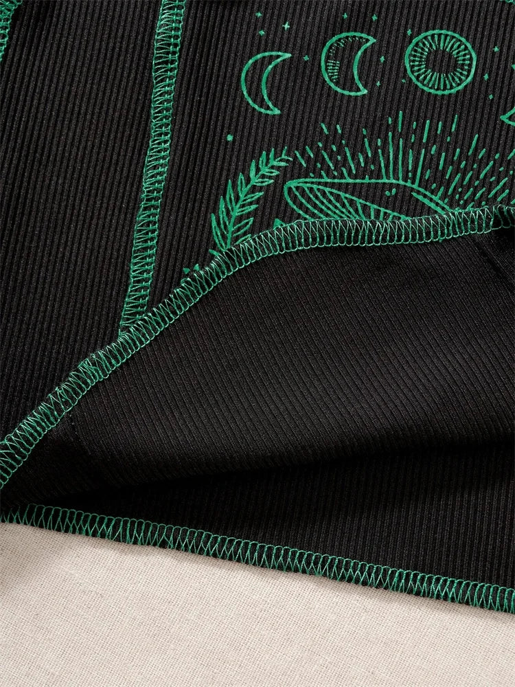 2000s Y2K Clothes High Street Plant Print Graphic Tank Top for Women Summer Grunge Sleeveless Square Neck Crop Top Streetwear Viralgem Store