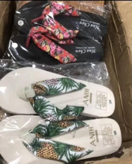 2022 Summer Floral Printing Slippers Women Bohemian Satin Strap Platform Wedge Flip Flops Outdoor Thick Bottom Beach Shoes