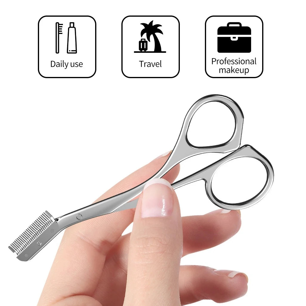 Stainless Steel Eyebrow Scissors With Eyebrow Comb High Quality Makeup Scissors Eyebrow Trimming Knife Hair Remover Shaver Tool Viralgem Store