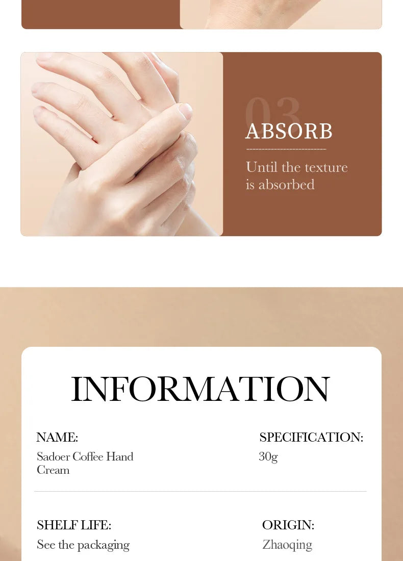 1/2/3/5pcs SADOER Coffee Hand Cream Sets Moisturizing Nourishing Whitening Hydrating Hands Skin Care Products Viralgem Store