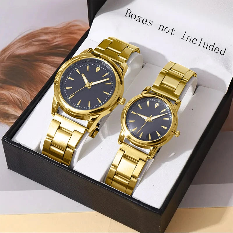 2PCS Couple's Watches Men Business Watch Fashion Analog Women Quartz Watch (Without Box)