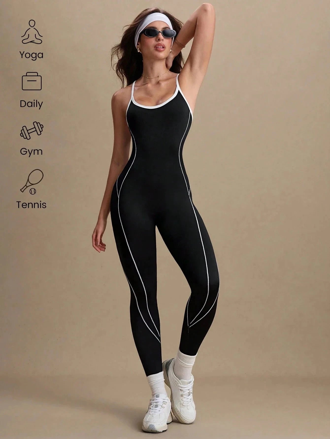 Women Seamless Yoga Jumpsuit Workout Bodysuit Tummy Control Butt-Lifting Gym Clothes Sleek Sportswear Striped Athletic Outfit Viralgem Store