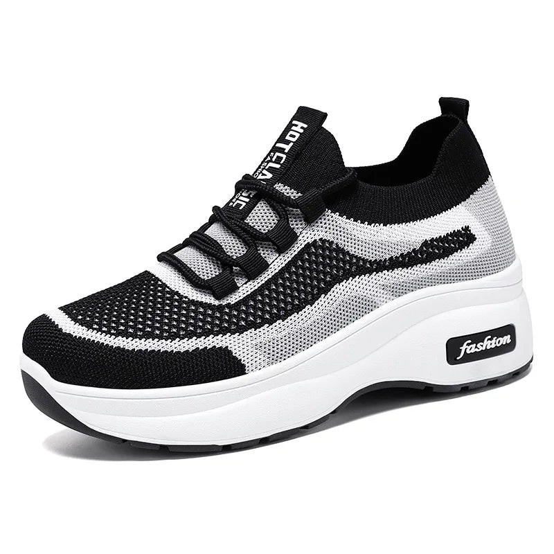 2024 summer platform casual women's shoes increase shoes mesh surface breathable comfortable sports shoes