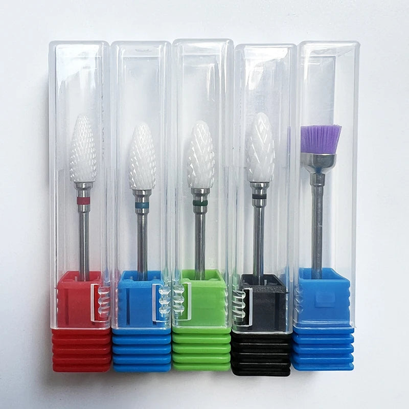 5PCS Left-Handed  Ceramic Nail Drill Bits Set Acrylic Nail File Bits 3/32'' Shank Professional   For Removing Acrylic Gel Nails