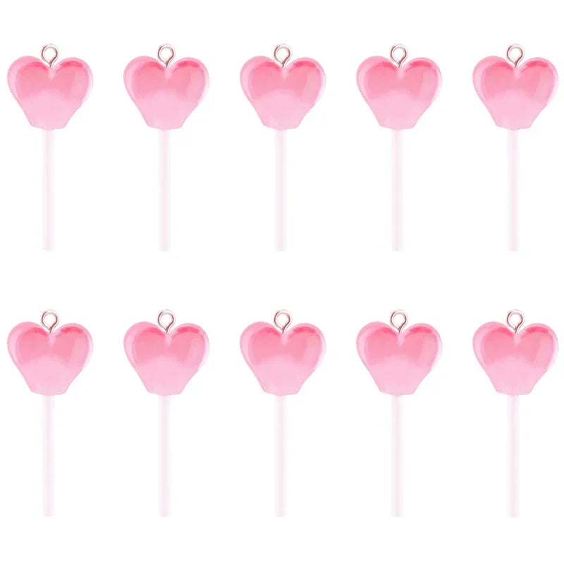10Pcs Sugar Candy lollipop Resin Charms Diy Findings Kawaii 3D Keychain Earring Pendant Charms For Jewelry Making Suppplies