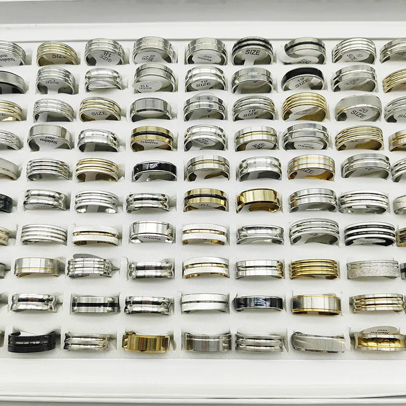 20pcs/Lot Factory Wholesale Hot Mix Style Simple Stainless Steel Finger Rings Men Women New Gifts Jewelry Bar Wide Joint Ring Viralgem Store