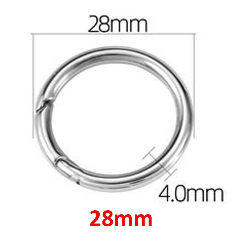 12-35mm Stainless Steel Spring Clasps Keyring Hooks for Keychain Key Holder Openable Round Key Ring Carabiner Jewelry Making DIY