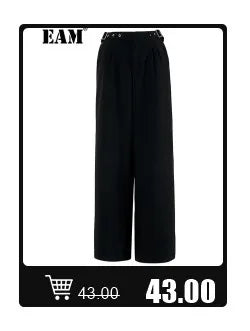 [EAM] Women Black Pu Leather Long Spaghetti Strap Dress New V-Neck Sleeveless Loose Fit Fashion Tide Spring Autumn 2024 JD03201