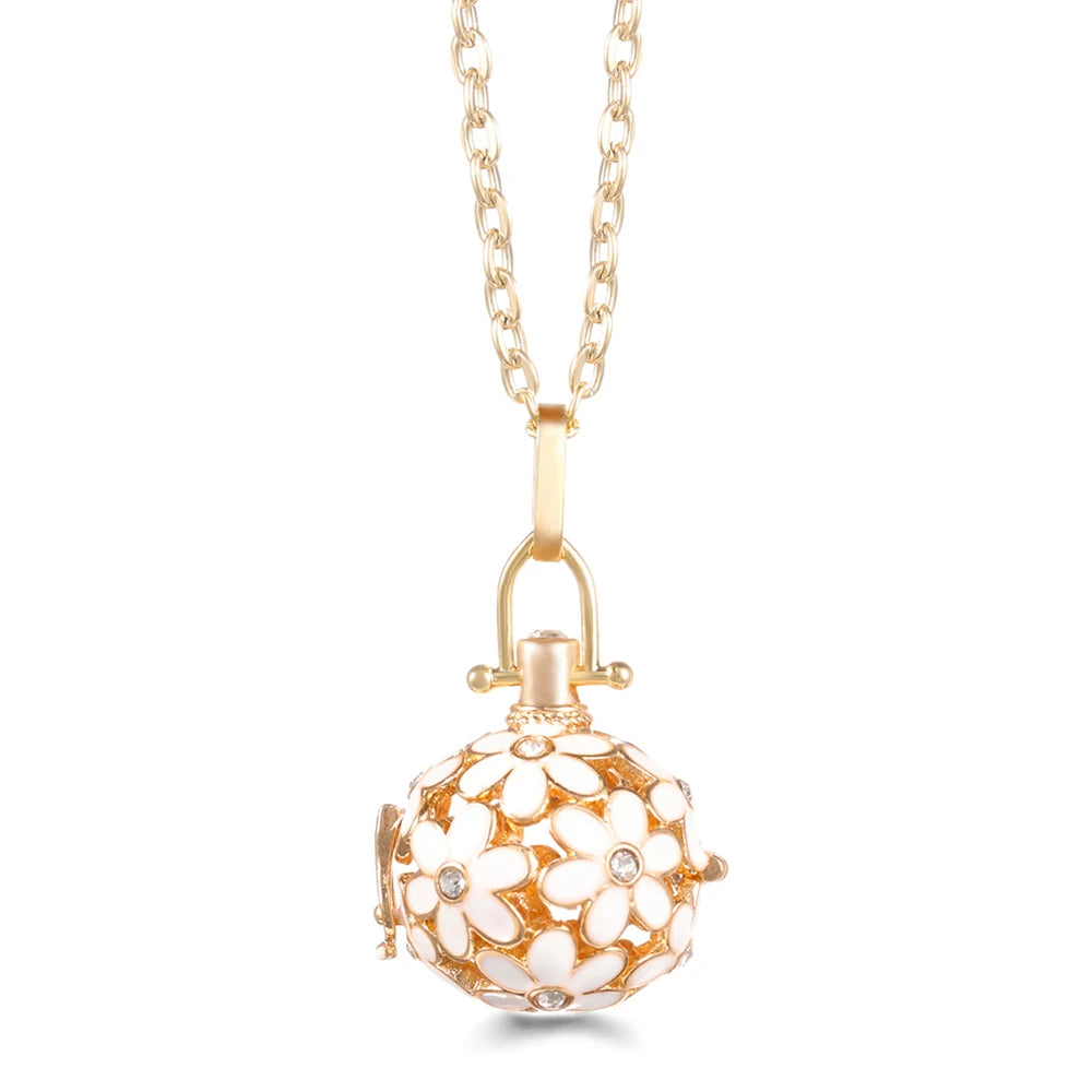 United States Chime Music Ball Woman Caller Essential Oil Necklace Perfume Diffuser Color Footprint Pendant Aromatherapy Jewelry