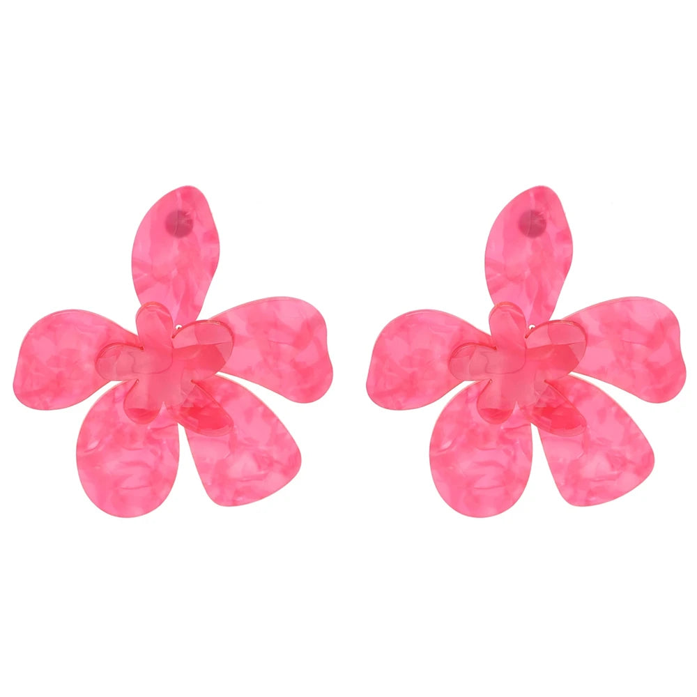Acrylic Fashion Big Flower Pendant Earrings Double Layer Flowers Women's Earrings for Women 2023 New Party Jewelry Gifts