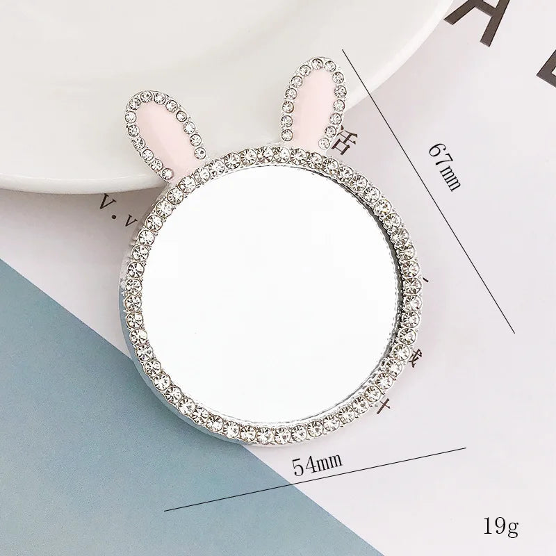 2pcs Round Mini Cute Love Heart Make Up Mirror For Mobile Phone Accessories Self-Adhesive Sticker DIY Phone Decoration Crafts Viralgem Store