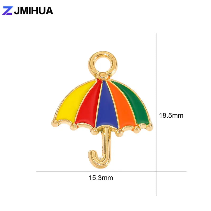 20pcs/lot Metal Enamel Cute Umbrella Charms For Jewelry Making Earrings Pendant Necklaces Bracelets DIY Handmade Accessories