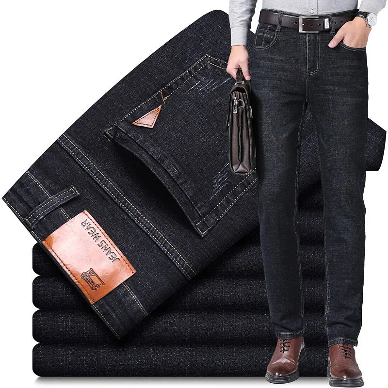 2024 NEW Men's Fashion Business Jeans Classic Style Casual Stretch Slim Jean Pants Male Brand Denim Trousers Black Blue Viralgem Store