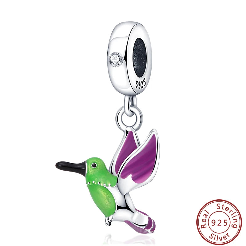 100% 925 Silver Parrot Hummingbird Owl Birds Fashion Design Charms Beads 3mm DIY Fine Jewelry Gifts Making Viralgem Store