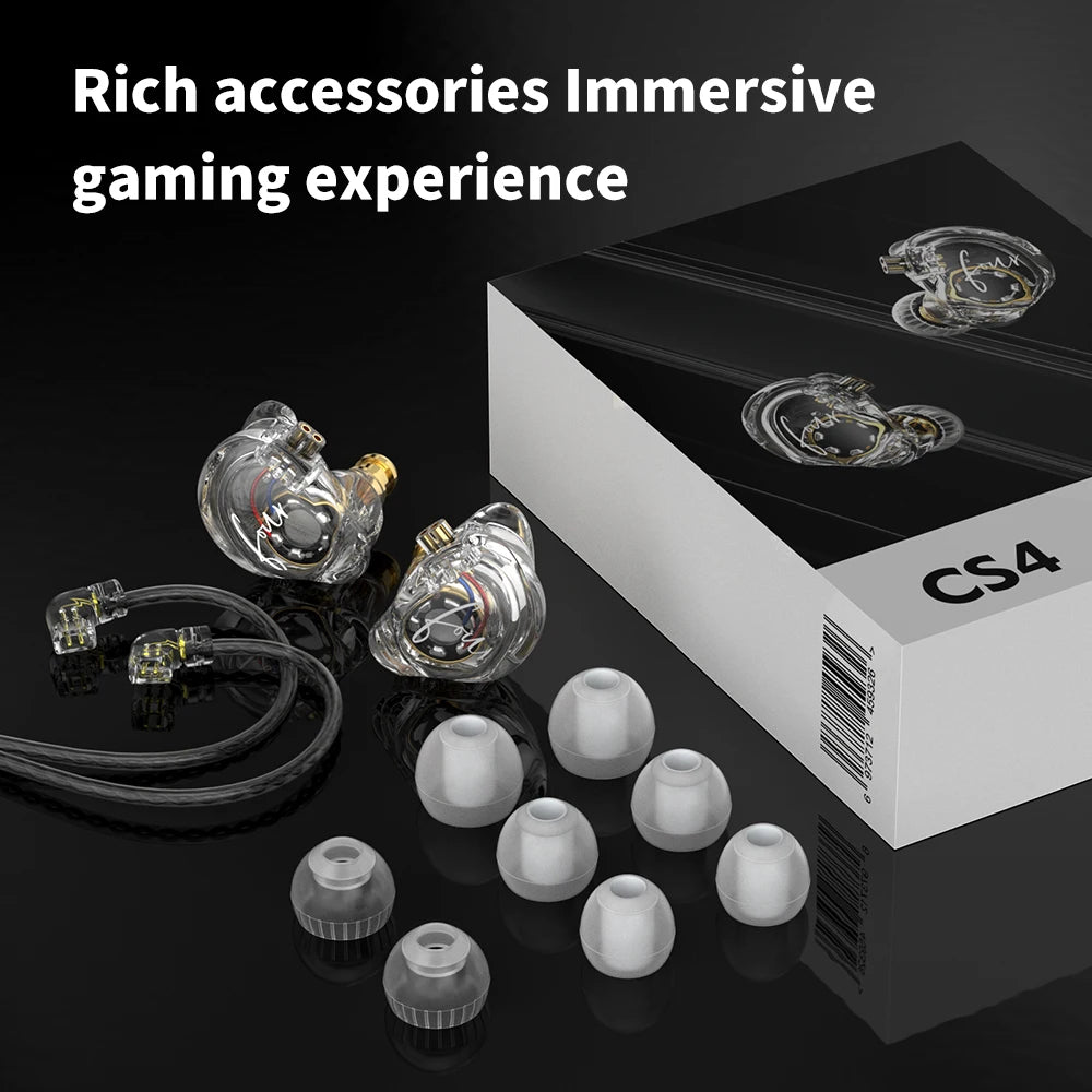 TRN CS4 HIFI IEMs 10mm Dynamic Driver Earphones In-Ear Monitor Headphones Gaming Headset Sports Earbuds with Detachable Cable