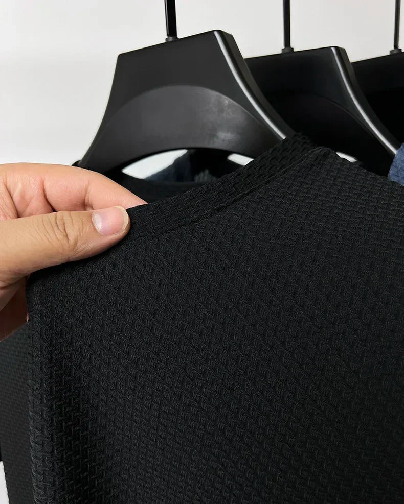 Summer Ice Silk High-End Solid Color High Quality Short Sleeve T Shirts Men's Breathable Fashion T-Shirt Male Brand Clothes 4XL