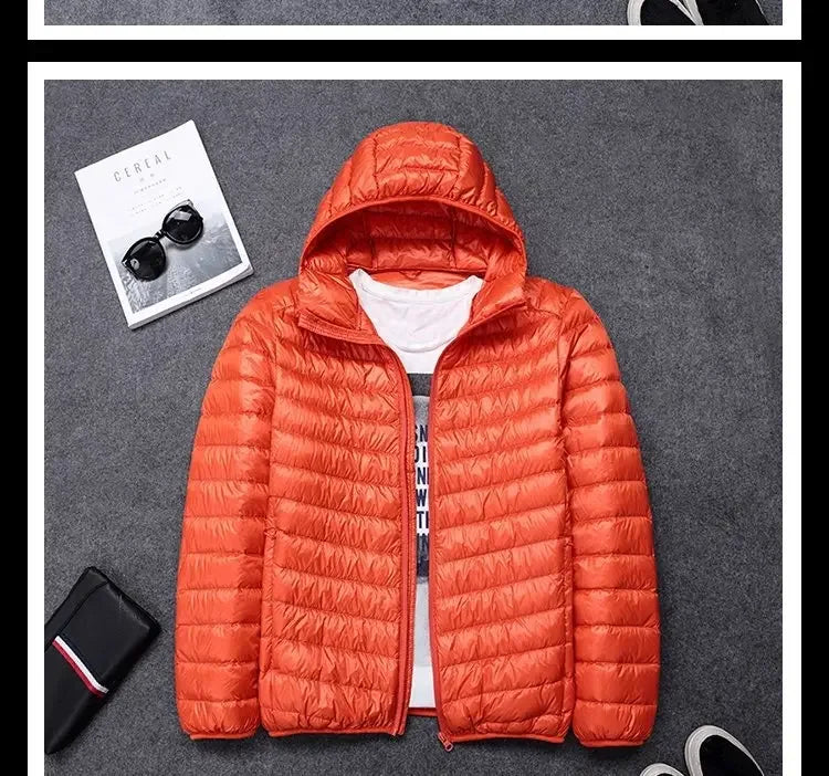 2024 New High-grade Men's White Duck Down Light Down Jacket Men's Short Hooded Men's Autumn Winter Lightweight Coat Men Jacket