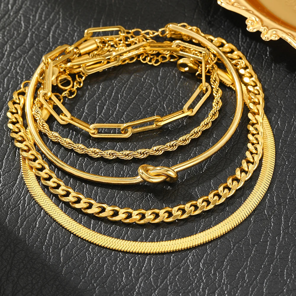 Stainless Steel Bracelet Set Classic Fashion Five Bracelet Set Exquisite Bracelet For Women Jewelry Banquet Gift Recommendation Viralgem Store