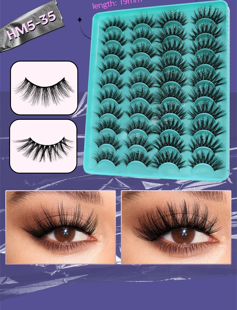 2 Style 20 Pairs Eyelash 3D Natural Mink False Eyelashes Makeup Fake Eye Lashes Faux Cilios Make Up Beauty Tools Wholesale