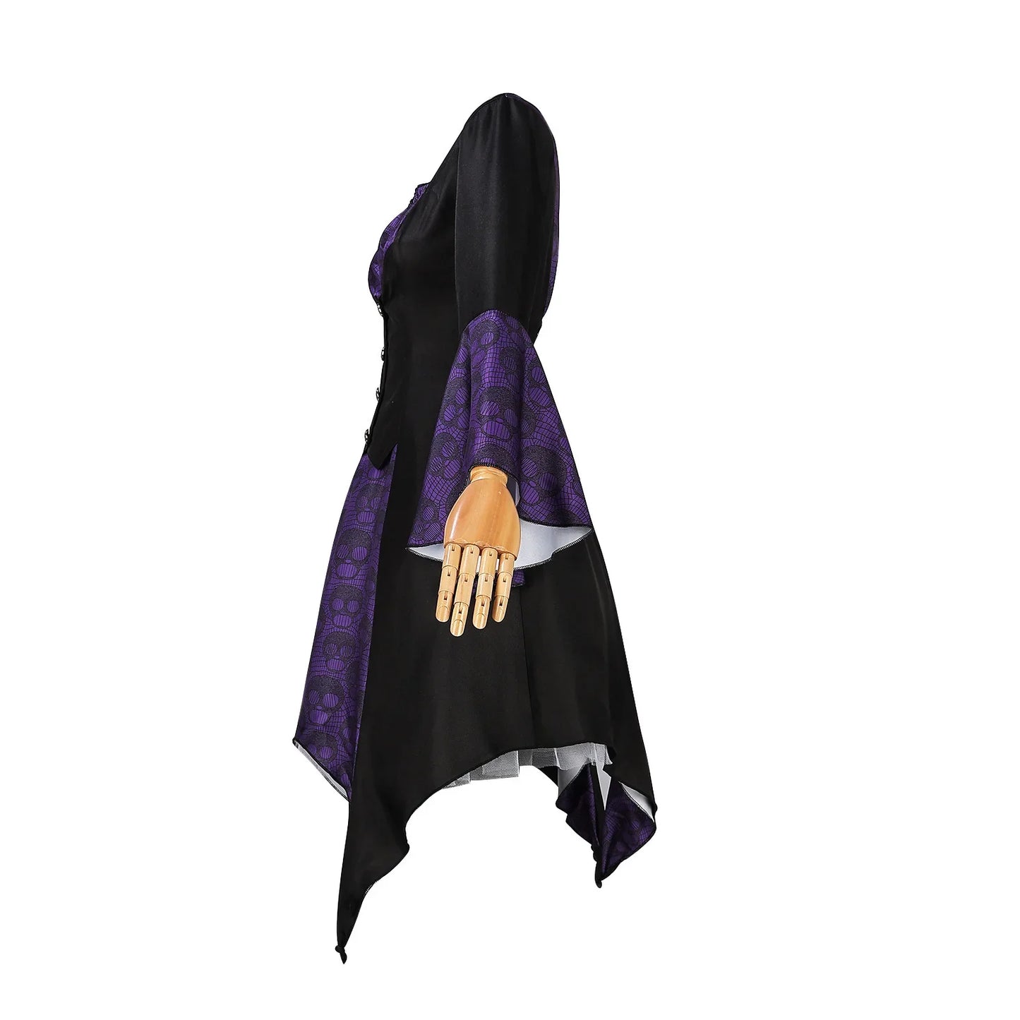 Women Vintage Long Sleeve Halloween Witch Vampire Gothic Ghost Dresses Up Party Skull Dress Clothes Autumn Cosplay Costume