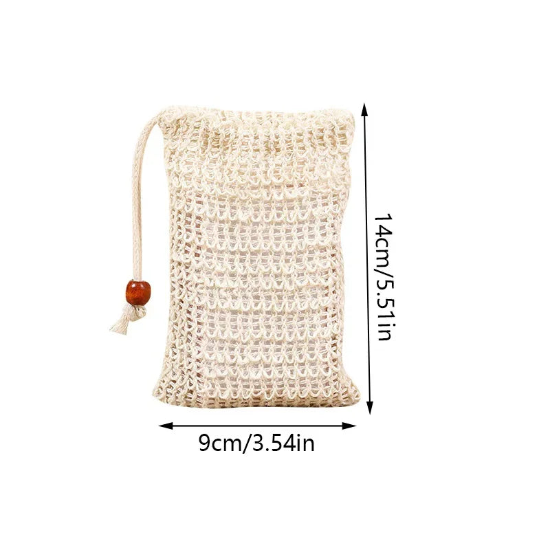 3Pcs Shower Bath Sisal Soap Bag Natural Sisal Soap Bag Exfoliating Soap Saver Pouch Holder for Bath & Shower Use