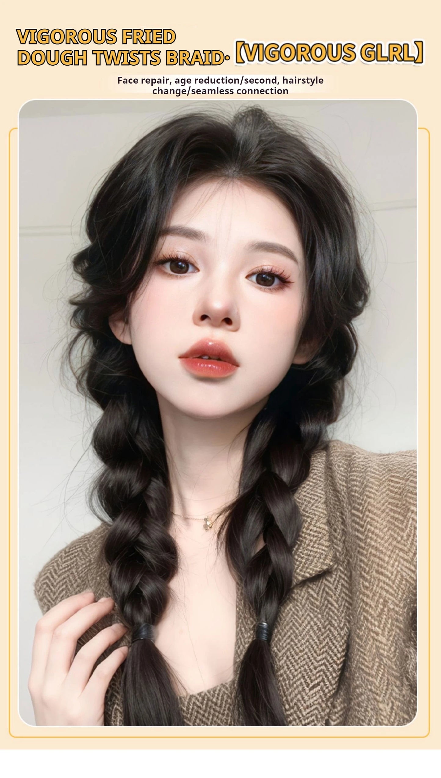 Synthetic Long Braided Ponytail Hair Extensions for Women Black Brown Pony Tail with Hair Rope High Temperature Fiber