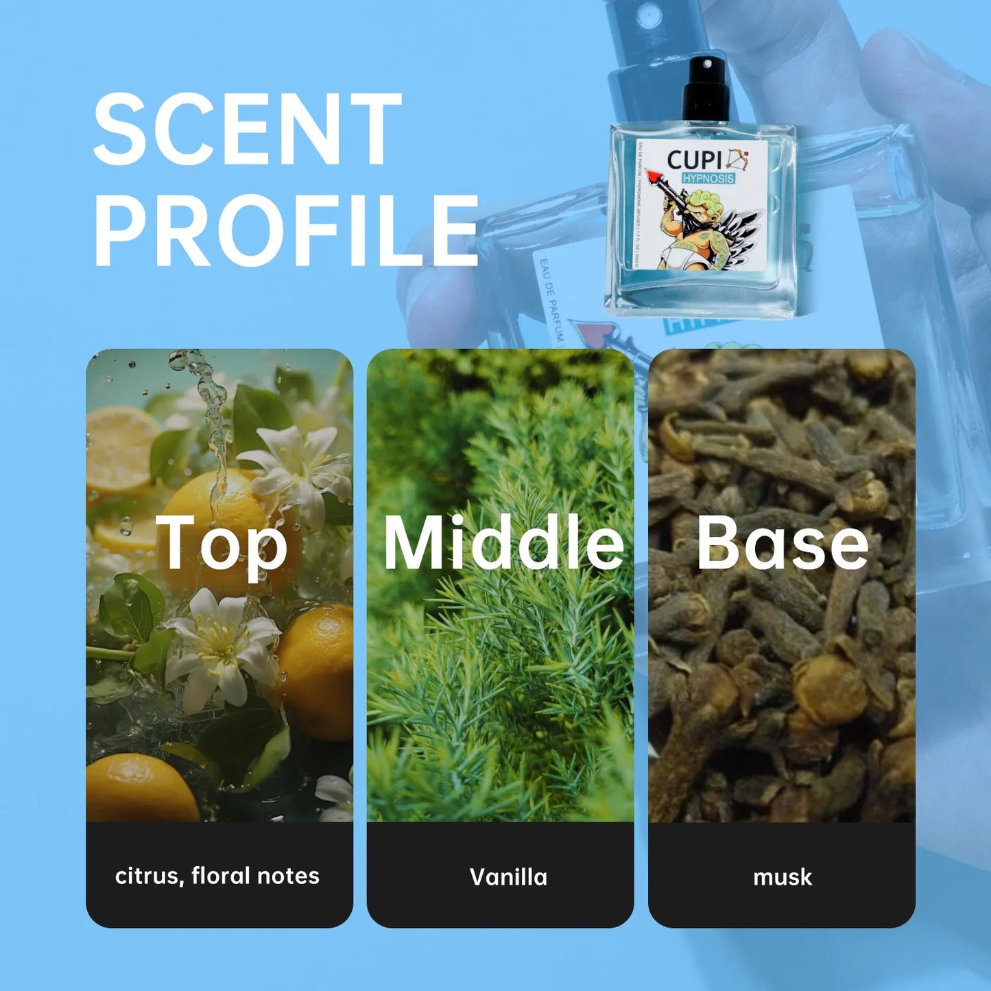 50ML Cupid Hypnosis Perfume Long Lasting Pheromone Fragrance Perfume Cologne for Men and Women Light  Cologne Fragrance Viralgem Store