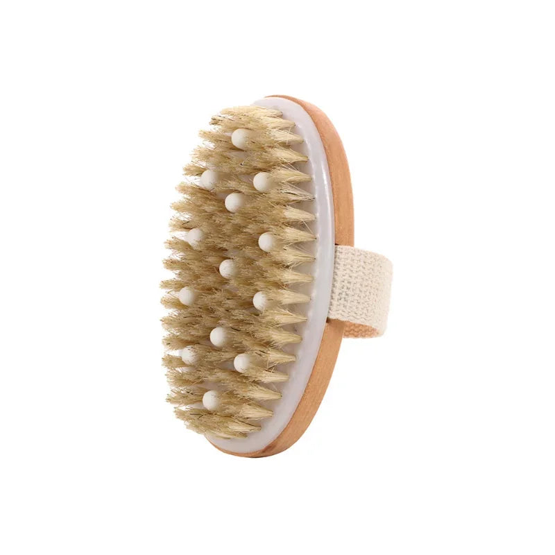 Wet Dry Skin Body Brush Natural Pig Bristles Dry Skin Exfoliating Body Massage Cleaning SPA Tool For Cellulite Lymphatic Drainag Viralgem Store
