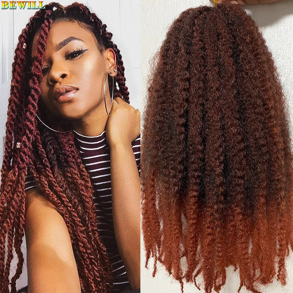 18 Inch 1-6 Packs Marley Twist Crochet Hair Black Brown to Blonde Synthetic Afro Marley Ombre Braiding Hair for Faux Locs Braids