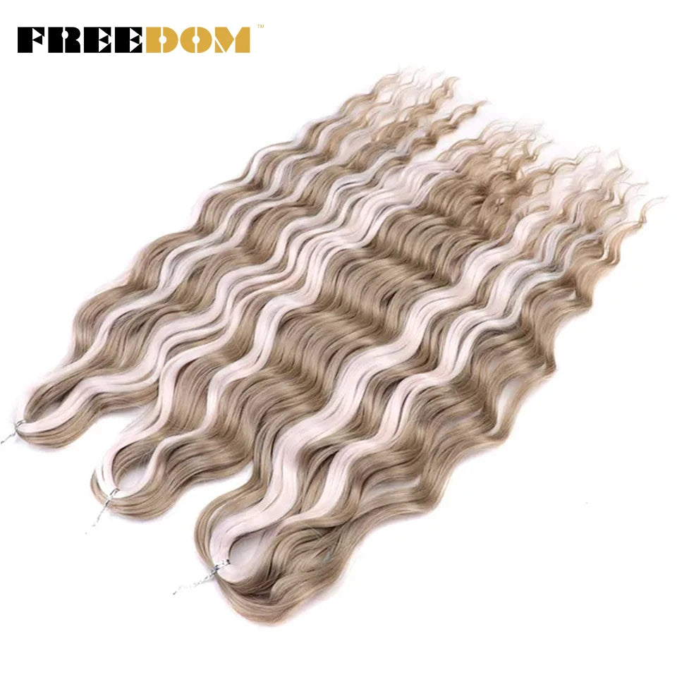 Synthetic Loose Deep Wave Braiding Hair Extensions 24 Inch Deep Curly Twist Crochet Braid Hair Ombre Blonde Brown Anna Hair