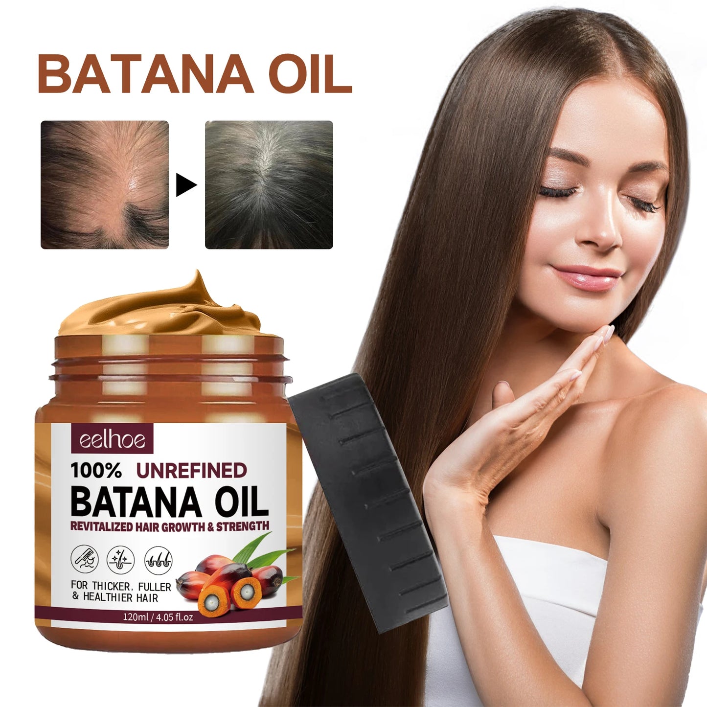 100% Natural Unrefined and Organic Batana Oil for Hair Growth & Strength, Prevents Hair Loss Eliminates Split Ends for Men Women