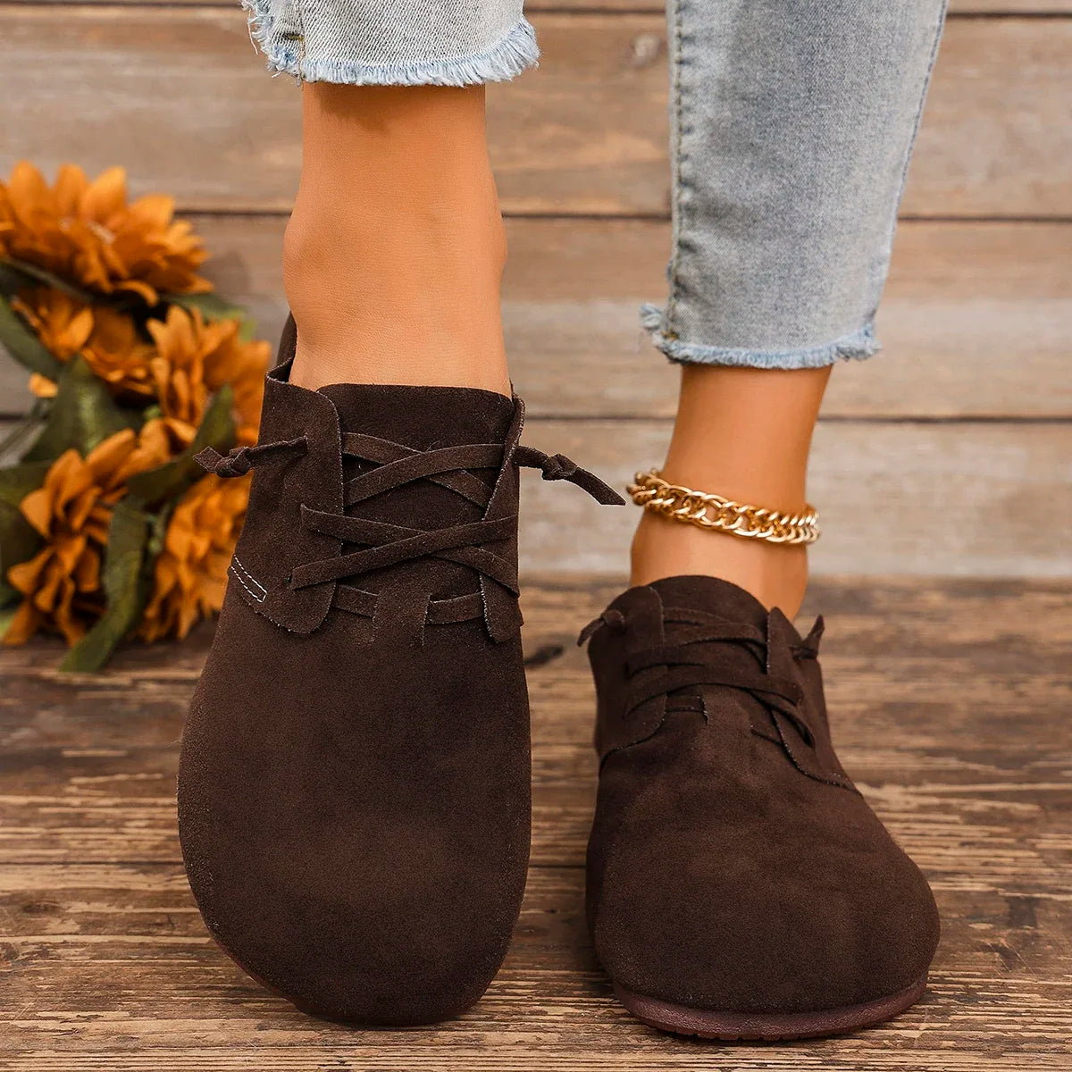 2025 Spring New Women's Flat Shoes Fashion Round Toe Flats Lightweight Lace-up Single Shoes Outdoor Casual Shoes Size 36-43 Viralgem Store