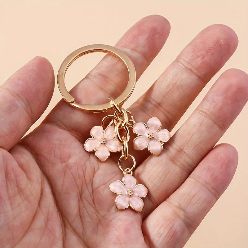 1pc Flower Charm Keychain Customizable Key Ring Bag Accessory Car Pendant Phone Ornament